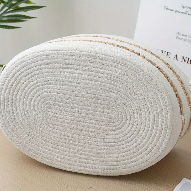 Oval Woven Cotton Rope Hamper Storage Basket  - Image 2