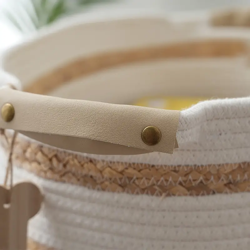 Oval Woven Cotton Rope Hamper Storage Basket  - Image 3