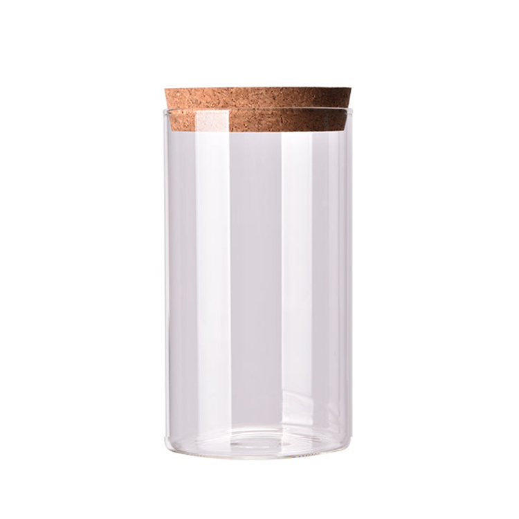 Glass Storage Cookie Food Jar With Cork Wooden Lid - Image 2