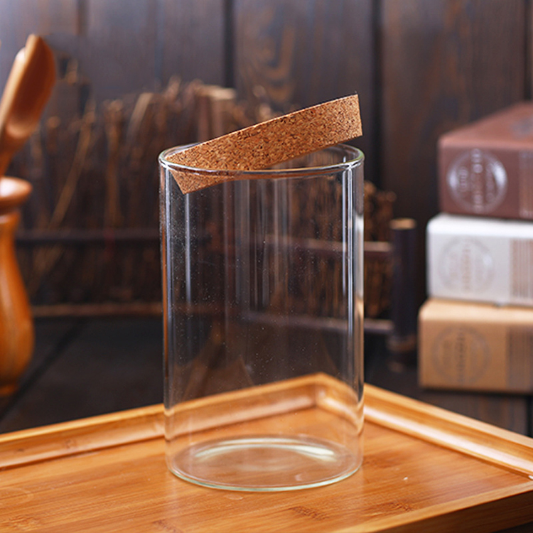 Glass Storage Cookie Food Jar With Cork Wooden Lid - Image 3