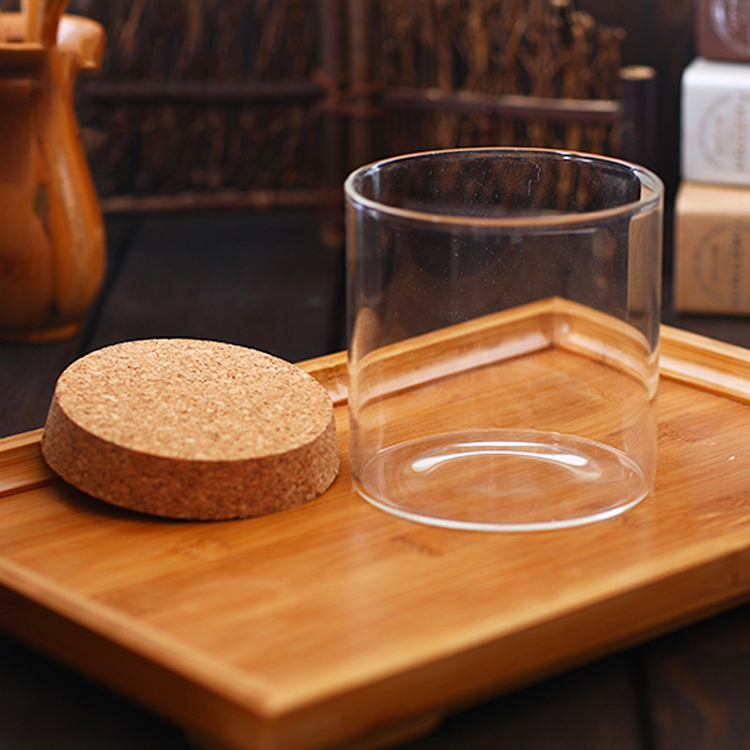Glass Storage Cookie Food Jar With Cork Wooden Lid - Image 4